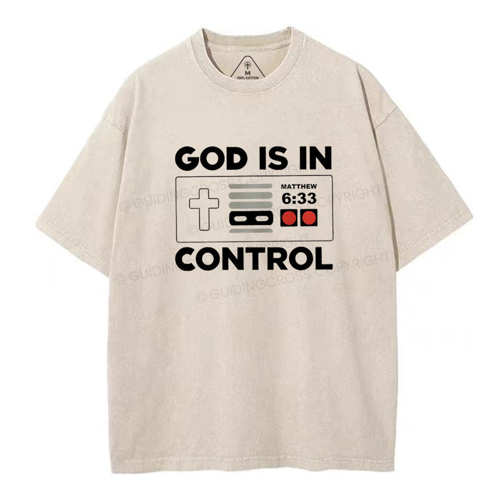 God Is In Control Christian Washed T-Shirt Sale - GuidingCross