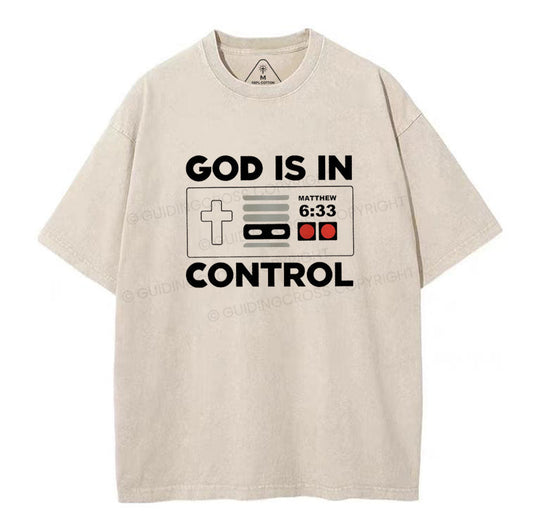 God Is In Control Christian Washed T-Shirt Sale - GuidingCross
