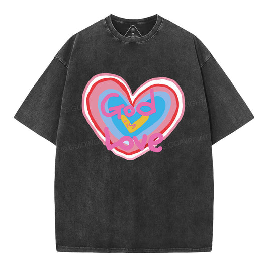 God Is Love Christian Washed TShirt  