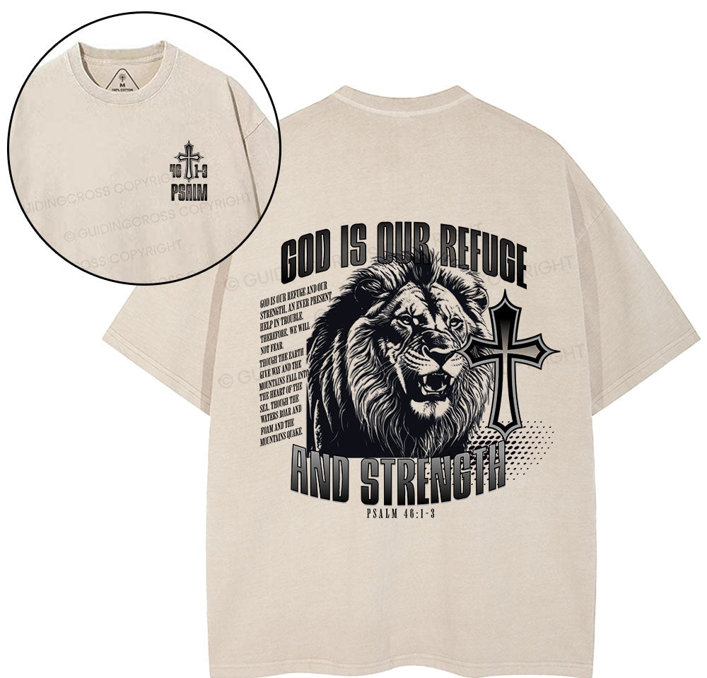 God Is Our Refuge Christian Washed TShirt  