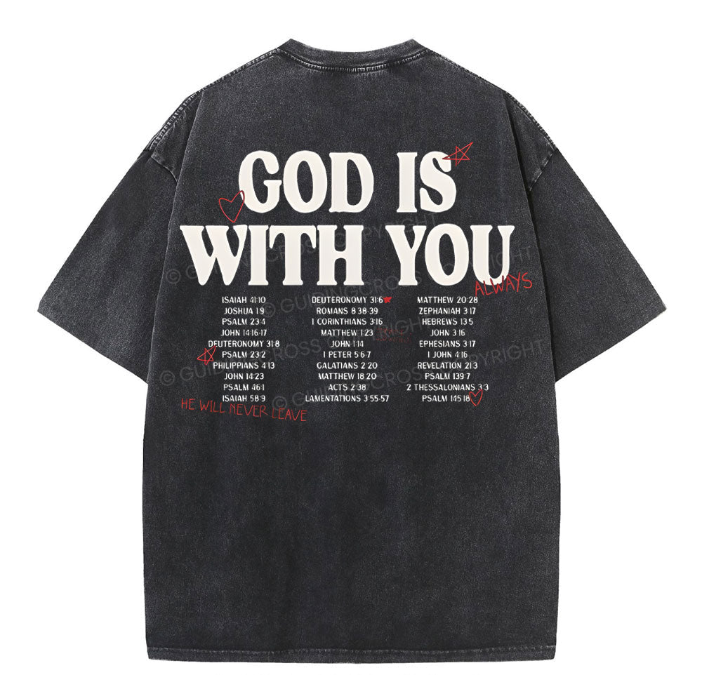 God Is With You Christian Washed T-Shirt Sale - GuidingCross