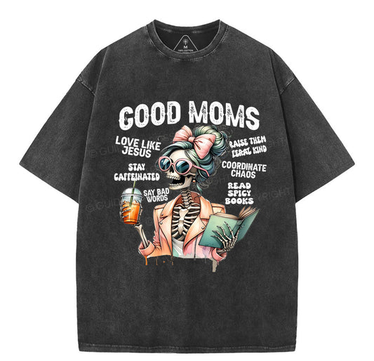 Good Moms Christian Washed T-Shirt Sale - GuidingCross