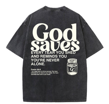 God Saves Christian Washed T-Shirt Sale - GuidingCross