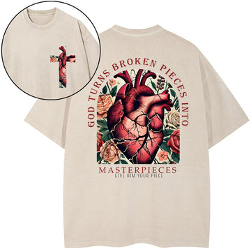 God Turns Broken Pieces Into Masterpieces Christian Washed TShirt  