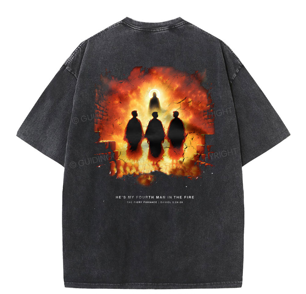He Is My Fourth Man In The Fire Christian Washed TShirt  