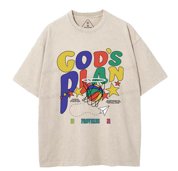God's Plan Christian Washed T-Shirt Sale - GuidingCross