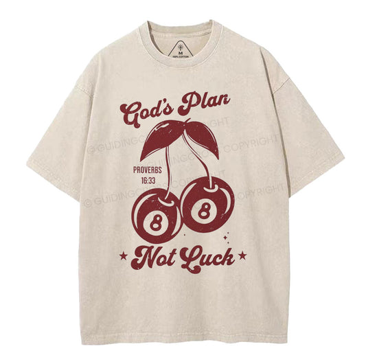 God's Plan Not Luck Christian Washed T-Shirt Sale - GuidingCross