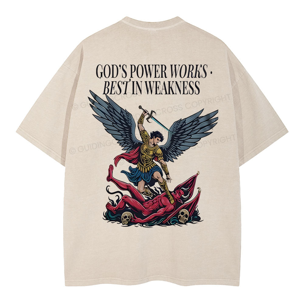 God's Power Works Beat In Weakness Christian Washed T-Shirt Sale - GuidingCross