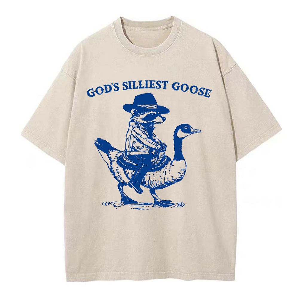 God's Silliest Goose Christian Washed T-Shirt Sale - GuidingCross