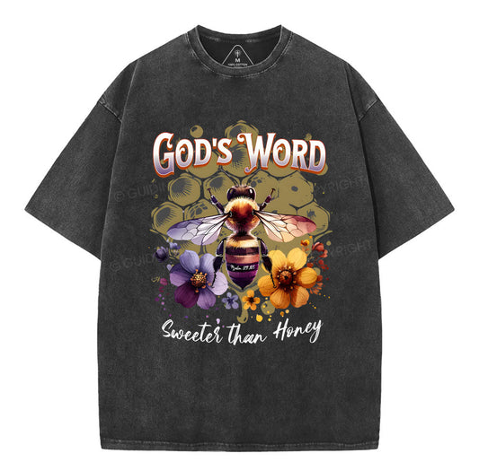 God's Word Sweeter Than Honey Christian Washed TShirt  