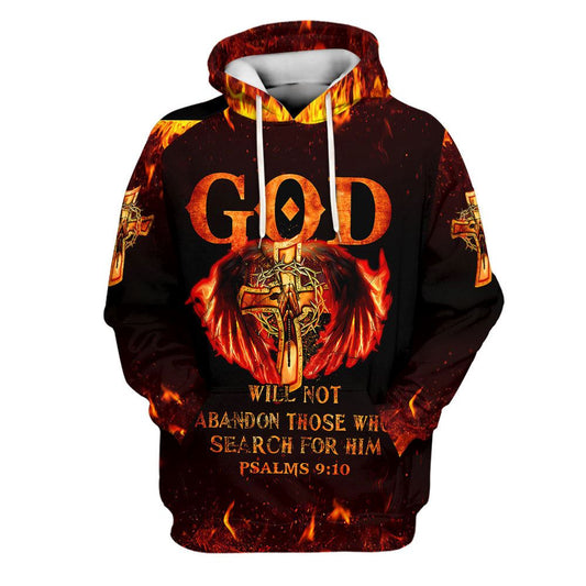Uni God Will Not Abandon Those Who Search For Him Hoodies Men & Women, God 3D Printed Hoodie, Christian Apparel Hoodies