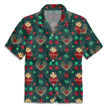 UniJames Gold Sacred Heart Christian Hawaiian Shirt
