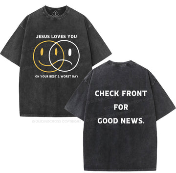 Good News Jesus Loves You Christian Washed TShirt  