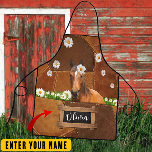 Uni Personalized Name Grade Horse All Over Printed 3D Apron