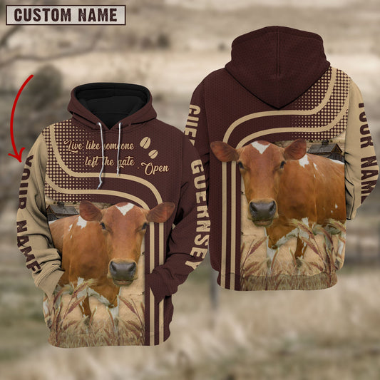 Uni Personalized Name Guernsey Cattle Hoodie TT16