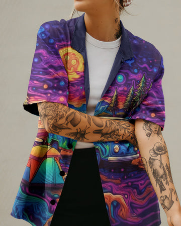 UNIJAMES PSYCHEDELIC BEACH CAMPING HAWAIIAN SHIRT