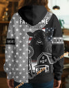 Uni Personalized American Flag Ranch Pattern Name & Farm Name Cattle Hoodie
