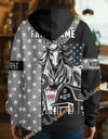 Uni Personalized American Flag Ranch Pattern Name & Farm Name Cattle Hoodie