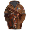 Uni American Brown Horse 2 Leather Pattern Custom Name 3D Shirts