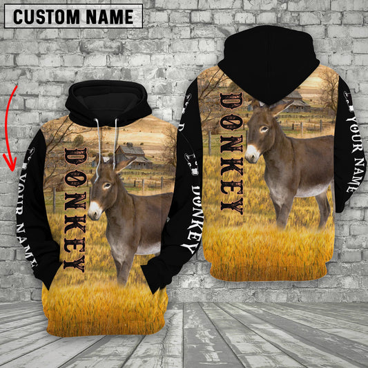 Uni Personalized Name Donkey On The Farm All Over Printed 3D Hoodie