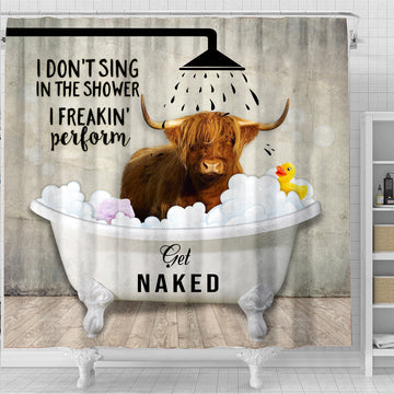 Uni Highland Cattle I Don't Sing In The Shower 3D Shower Curtain