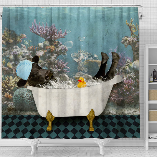 Uni Dexter Taking Shower Under The Sea 3D Shower Curtain