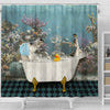 Uni White Horse Taking Shower Under The Sea 3D Shower Curtain