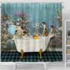 Uni Brahman Cattle Taking Shower Under The Sea 3D Shower Curtain