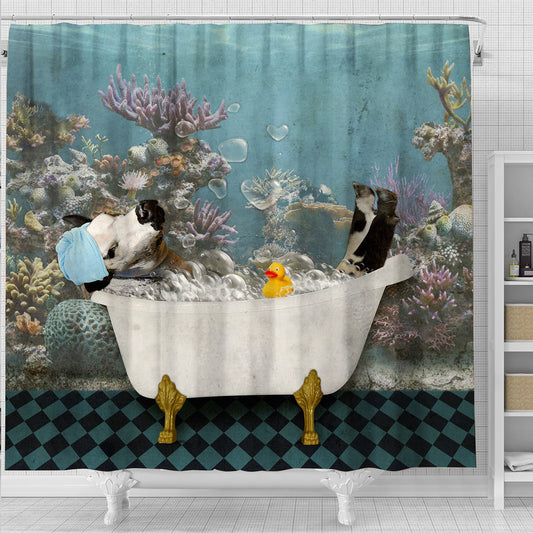 Uni Speckle Park Taking Shower Under The Sea 3D Shower Curtain