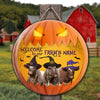 Uni Welcome To Our Farm Pumpkin Custom Name Wooden Sign