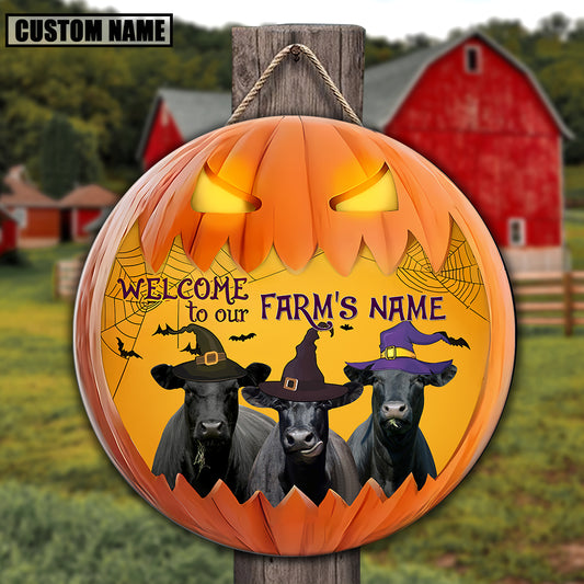 Uni Welcome To Our Farm Pumpkin Custom Name Wooden Sign