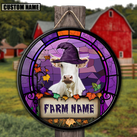 Uni Charolais Personalized Name Stained Glass Effect Metal Sign
