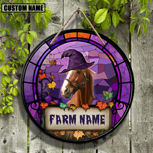 Uni Horse Personalized Name Stained Glass Effect Metal Sign