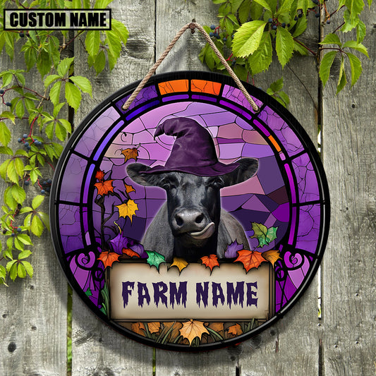 Uni Black Angus Personalized Name Stained Glass Effect Metal Sign