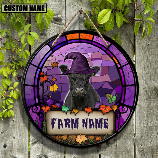 Uni Belted Galloway Personalized Name Stained Glass Effect Metal Sign