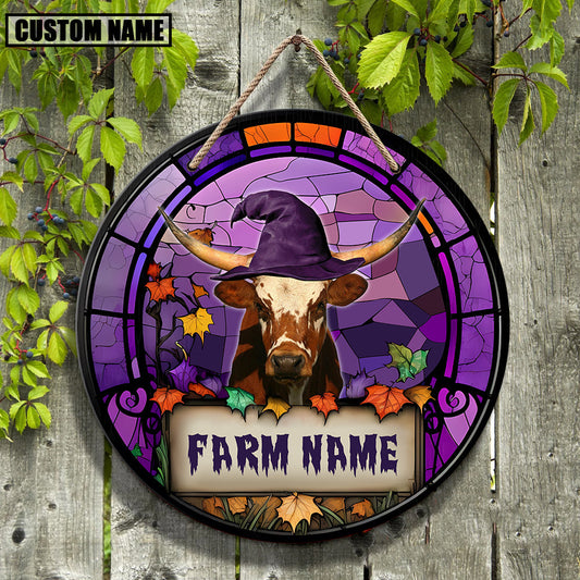 Uni Texas Longhorn Personalized Name Stained Glass Effect Metal Sign