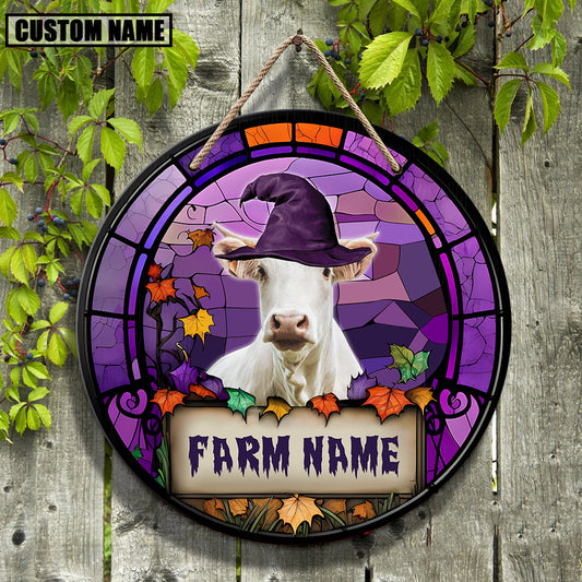 Uni Charolais Personalized Name Stained Glass Effect Metal Sign