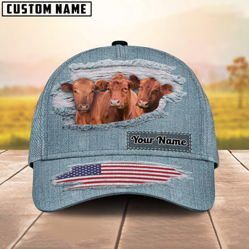 Uni Red Angus Jeans Pattern Customized Name Cap