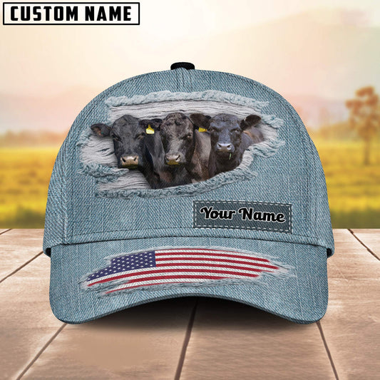 Uni Black Angus Jeans Pattern Customized Name Cap