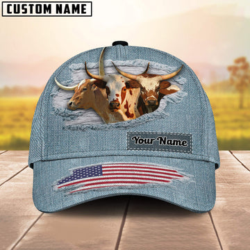 Uni Texas Longhorn Jeans Pattern Customized Name Cap