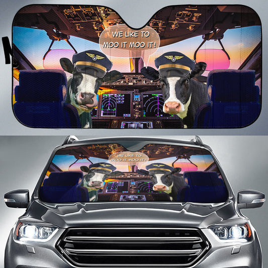 Uni Holstein Pilot I Like To Moo It Moo It All Over Printed 3D Sun Shade