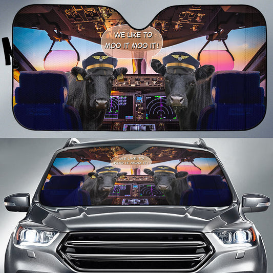 Uni Dexter Pilot I Like To Moo It Moo It All Over Printed 3D Sun Shade