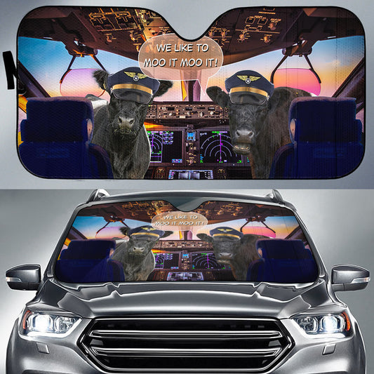 Uni Belted Galloway Pilot I Like To Moo It Moo It All Over Printed 3D Sun Shade