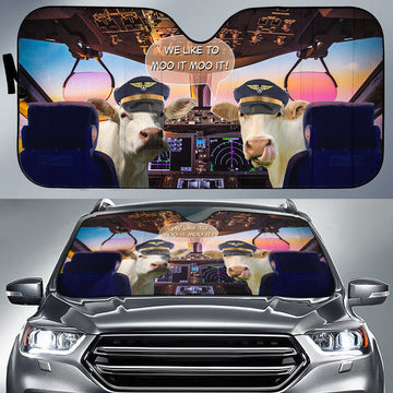 Uni Charolais Pilot I Like To Moo It Moo It All Over Printed 3D Sun Shade