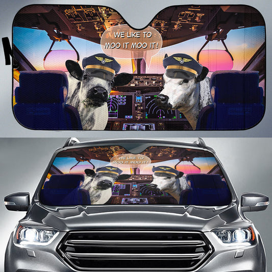 Uni Speckle Park Pilot I Like To Moo It Moo It All Over Printed 3D Sun Shade