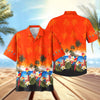 Uni Parrot Island Orange Hawaiian Shirt Aloha Shirt Short Sleeve Shirt Vacation Hawaiian Outdoor Vacation Hawaiian Shirt