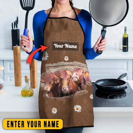 Uni Personalized Name Red Angus Happiness 3D Apron
