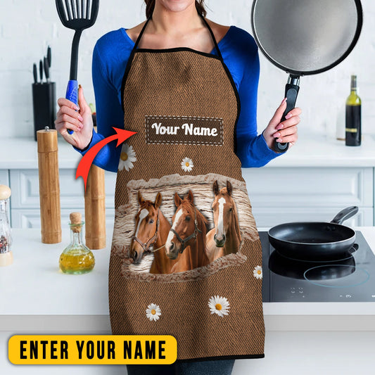 Uni Personalized Name Horse Happiness 3D Apron