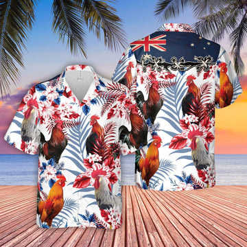 Unique Chicken Lovers Australia Flag Hawaiian Flowers Hawaiian Shirt