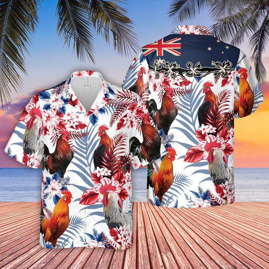 Unique Chicken Lovers Australia Flag Hawaiian Flowers Hawaiian Shirt